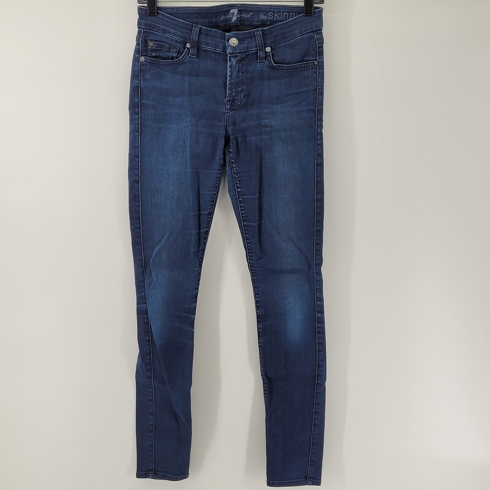 7 For All Mankind‎ The Skinny Jeans Womens 26 Blue Dark Wash Stretch Denim